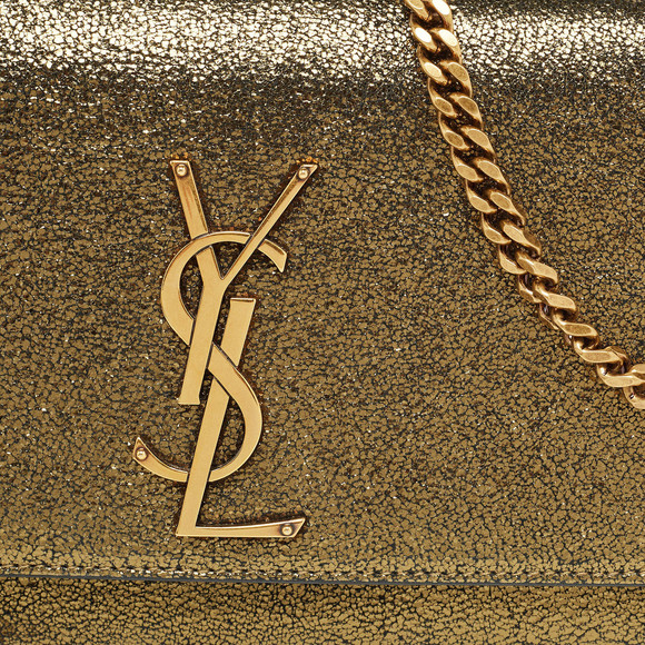 Saint Laurent Gold Crackled Leather New Small Kate Wallet on Chain - Picture 5 of 8